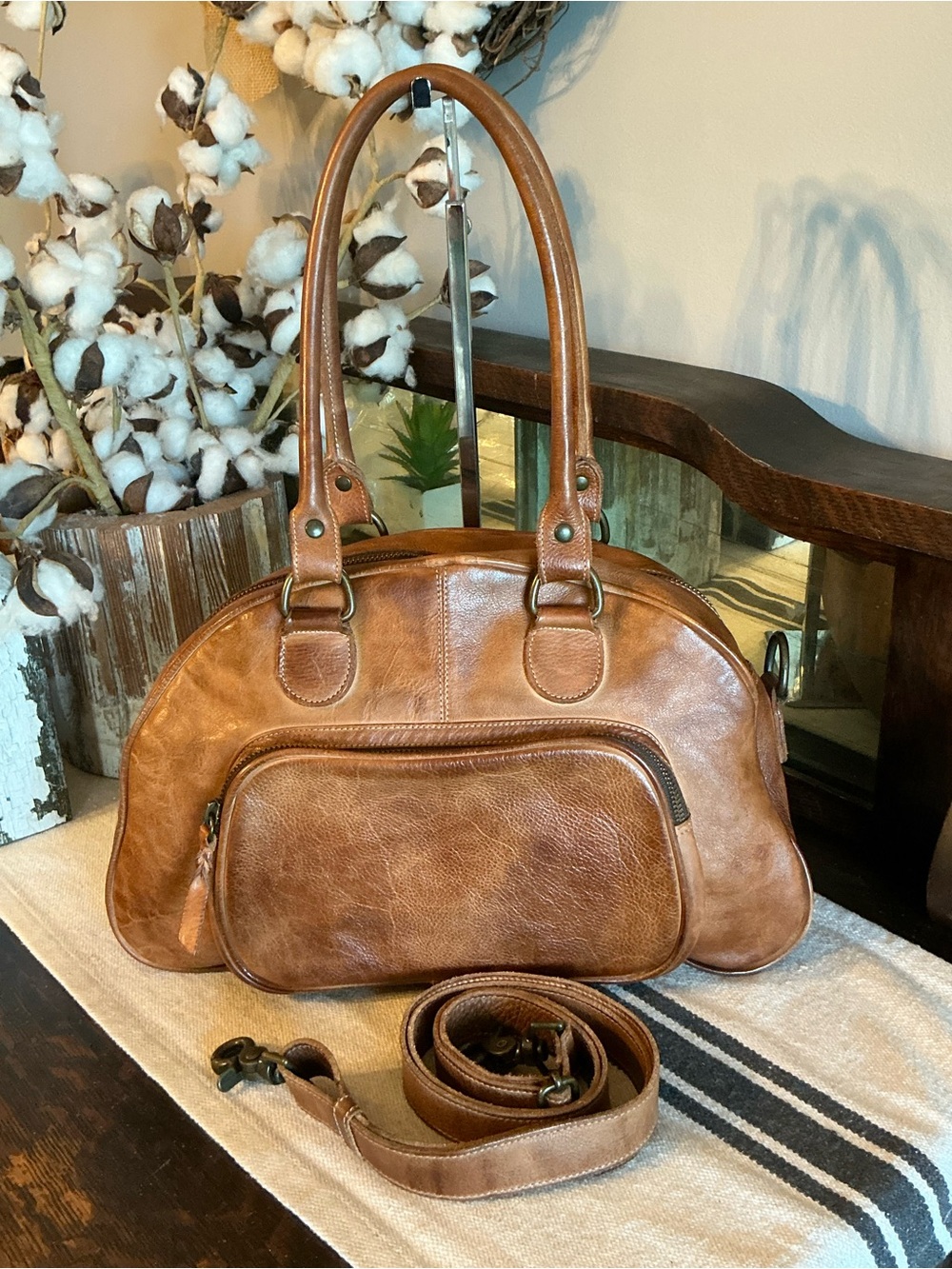 Bed Stu Leather Angie Shoulder Bag Crossbody Tan Rustic MSRP $325 - Picture 5 of 15